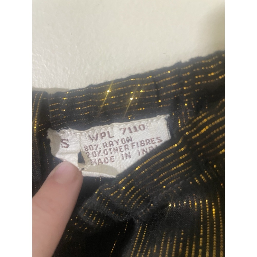 Vintage Sheer Metallic Gold Stripe Pull On Glam Pants S Disco Rock Festival - Picture 6 of 9